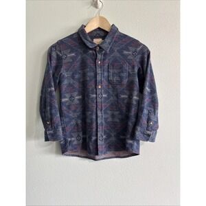 Faherty Flannel Shirt Kids Boys 10 Blue Plaid  Button Up Cabincore Gorpcore